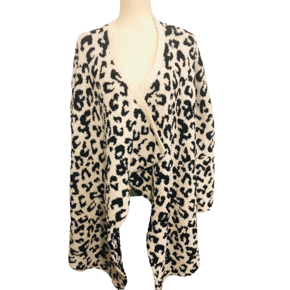 Ugg Black And White Animal Print Cozy Cardigan Sweater Size M